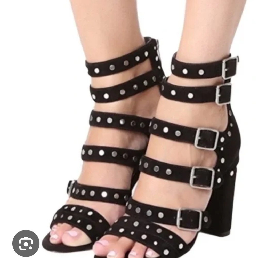 Sam Edelman York Black Studded Block Heels 8.5